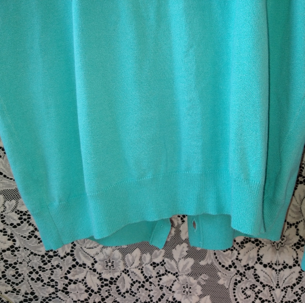 Mark Zunino light blue shirt and cardigan sweater coordinated set shoulder deco - Picture 6 of 7